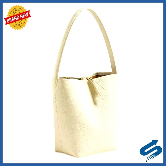 Genuine Leather Bucket Bag Minimalist Tote with Wallet Insert Classic Elegant